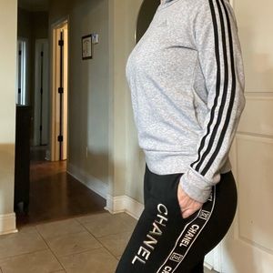 Adidas 3 stripe gray and black hoodie size XXS XS